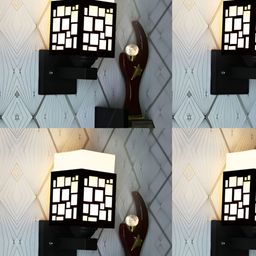 Gojeeva Black Wood Square Shaped Wall Lamp-picture-43