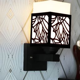 Gojeeva Black Wood Square Shaped Wall Lamp-picture-0