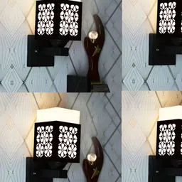 Gojeeva Black Wood Square Shaped Wall Lamp-picture-6