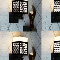 Gojeeva Black Wood Square Shaped Wall Lamp-picture-21