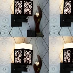 Gojeeva Black Wood Square Shaped Wall Lamp-image-87