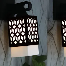 Gojeeva Black Wood Square Shaped Wall Lamp-30