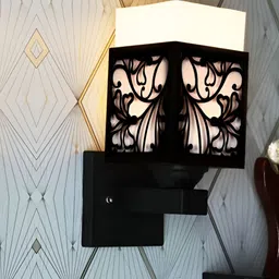 Gojeeva Black Wood Square Shaped Wall Lamp-picture-47