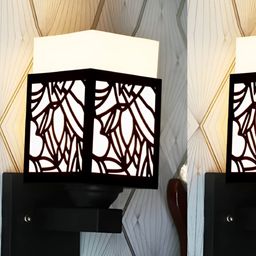 Gojeeva Black Wood Square Shaped Wall Lamp-picture-0