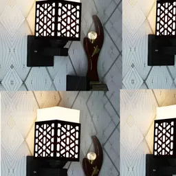 Gojeeva Black Wood Square Shaped Wall Lamp-picture-5