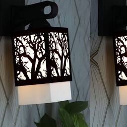 Gojeeva Black Wood Square Shaped Wall Lamp-picture-1