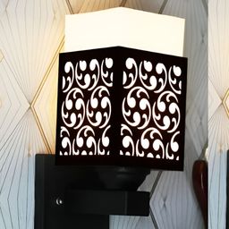 Gojeeva Black Wood Square Shaped Wall Lamp-picture-0