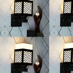 Gojeeva Black Wood Square Shaped Wall Lamp-picture-2