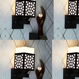 Gojeeva Black Wood Square Shaped Wall Lamp-picture-3