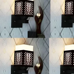 Gojeeva Black Wood Square Shaped Wall Lamp-image-91