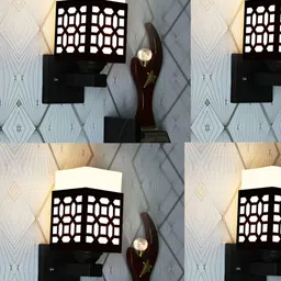 Gojeeva Black Wood Square Shaped Wall Lamp-picture-36