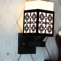 Gojeeva Black Wood Square Shaped Wall Lamp-picture-3