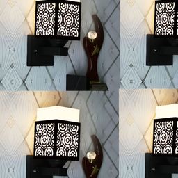 Gojeeva Black Wood Square Shaped Wall Lamp-image-92