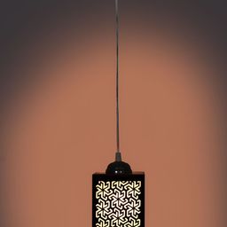 Gojeeva Black & White Textured Square Shaped Wooden Ceiling Lamp-picture-15