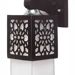 Areezo Brown Wooden Square Shaped Wall Lamp-image-57