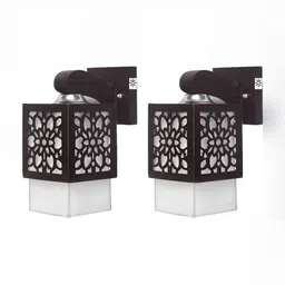 Areezo Brown Wooden Square Shaped Wall Lamp-image-10