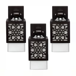 Areezo Brown & Black 3 Pieces Wooden Square Shaped Wall Lamps-image-33