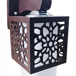 Areezo Brown & White Textured Wooden Square Shaped Wall Lamp-picture-11