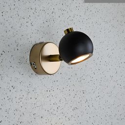 Mufasa Black & Gold-Toned Aluminium Contemporary Spherical LED Spot Wall Lamp-15
