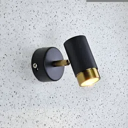 Mufasa Black & Gold-Toned Aluminium Contemporary Cylinder LED Spot Wall Lamp-55