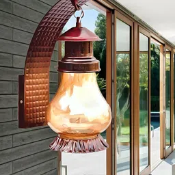 BrightLyt Brown Textured Lantern Shaped Metal Wall Lamp-image-63