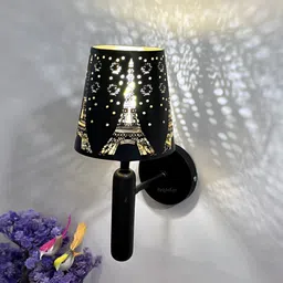 BrightLyt Black Textured Frustum Shaped Metal Wall Lamp-image-97