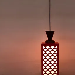 Gojeeva Red Wood Square Shaped Wall Lamp image 5