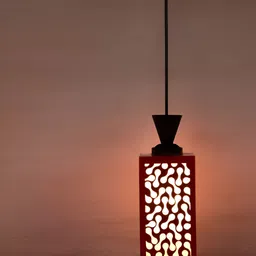 Gojeeva Red Wood Square Shaped Wall Lamp image 3