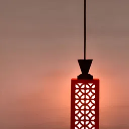 Gojeeva Red Wood Square Shaped Wall Lamp image 4