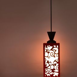 Gojeeva Red Wood Square Shaped Wall Lamp image 2