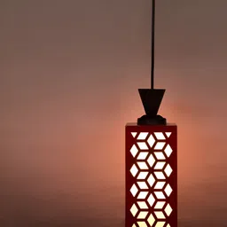 Gojeeva Red Wood Square Shaped Wall Lamp image 3