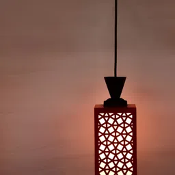 Gojeeva Red Wood Square Shaped Wall Lamp image 2