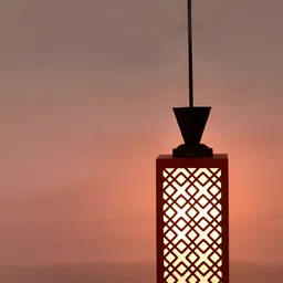 Gojeeva Red Wood Square Shaped Wall Lamp image 3
