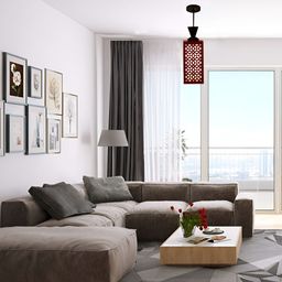 Gojeeva Red Wood Square Shaped Wall Lamp image 3