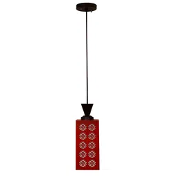 Gojeeva Red Wood Square Shaped Wall Lamp image 4