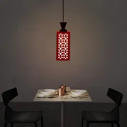 Gojeeva Red Wood Square Shaped Wall Lamp image 5