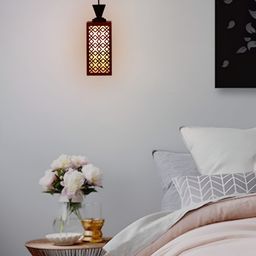 Gojeeva Red Wood Square Shaped Wall Lamp image 4