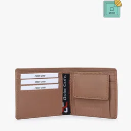 Dezire Crafts Men Beige Solid RFID Two Fold Leather Wallet-image-80