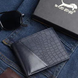 WILD EDGE Men Geometric Textured Two Fold Wallet-2