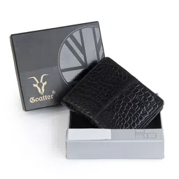 Goatter Men Black Textured Leather Two Fold Wallet-28