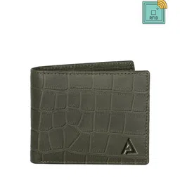 AVOLT Men Green Textured Leather Two Fold Wallet-14