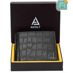 AVOLT Men Black Leather Two Fold Wallet-image-83