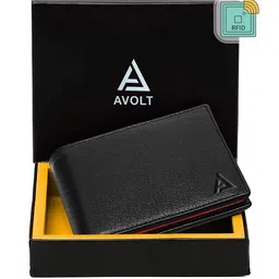 AVOLT Men Black Leather Two Fold Wallet-image-82