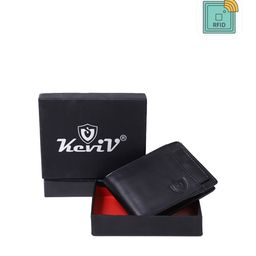 Keviv Men Black Leather Two Fold Wallet-image-100