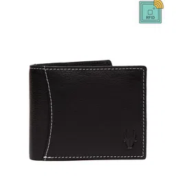 WildHorn Men Black Textured Leather RFID Protected Two Fold Wallet-image-26