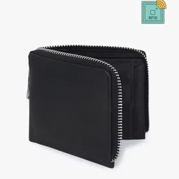 Dezire Crafts Men Black Textured Bi-Fold Leather Zip Around Wallet-image-41