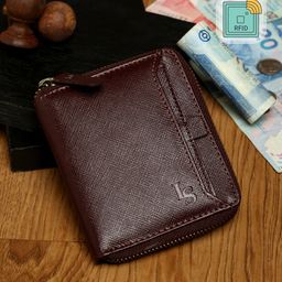 LOUIS STITCH Men Brown Leather Zip Around Wallet-30