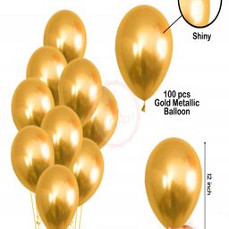 CHOCOZONE Gold Toned Pack of 100 12" Golden Metallic Balloons image 2