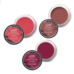 LOVE EARTH Set Of 3 Creamy Matte Multipot Lip Cheek & Eyelid Tint - 8g Each-image-61