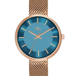 DressBerry Women Dial & Rose Gold Toned Bracelet Style Straps Analogue Watch DB-004-Blue-image-10